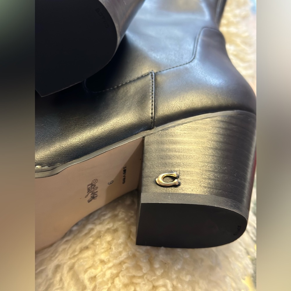 Coach Over-the-Knee Black Leather Boots - Picture 8 of 9